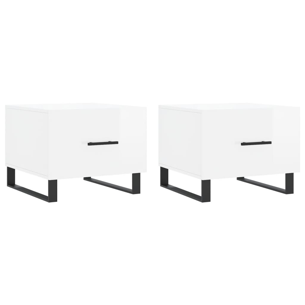 vidaXL Tables basses 2 pcs blanc brillant 50x50x40cm bois d'ingénierie