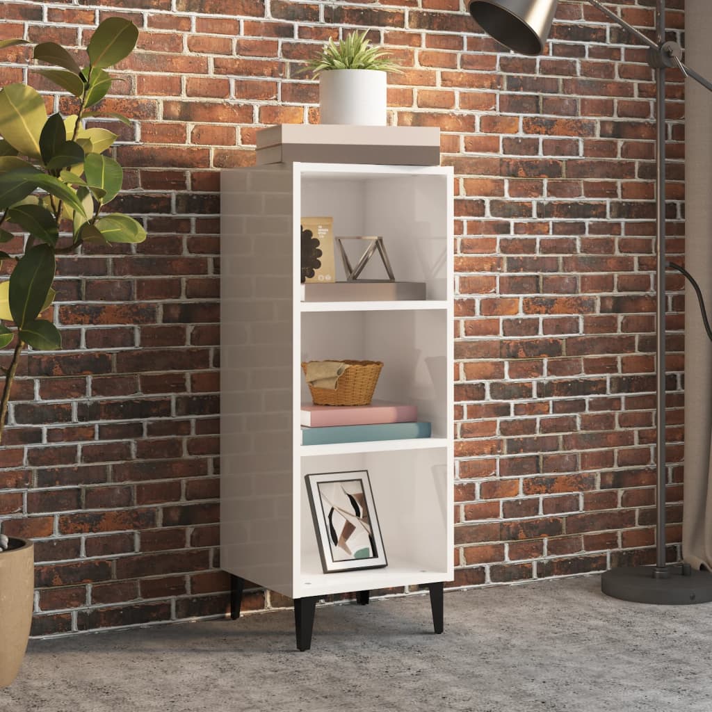 vidaXL Buffet Blanc brillant 34,5x32,5x90 cm Bois d'ingénierie