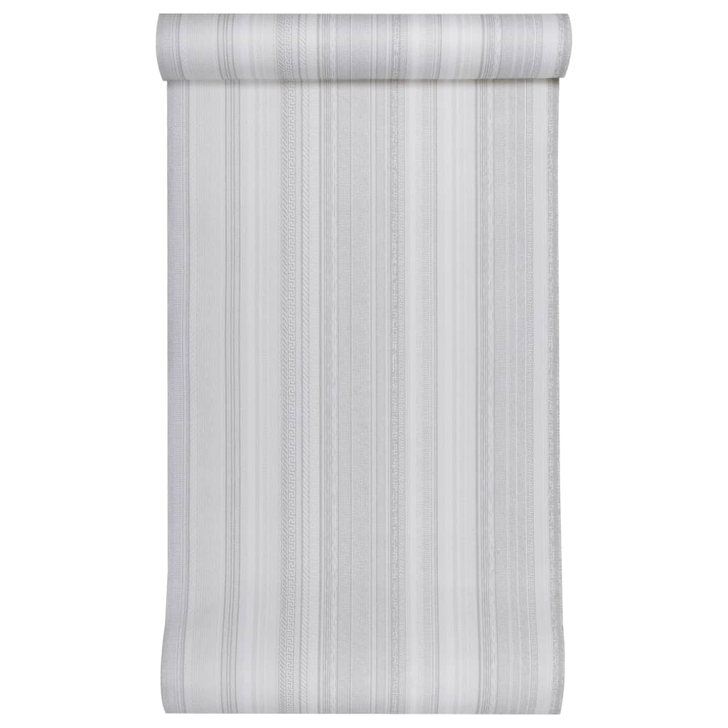 vidaXL Papier peint 3D motif de rayures gris 10x0,53 m non tissé