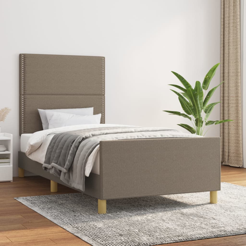 vidaXL Cadre de lit avec tête de lit Taupe 80x200 cm Tissu