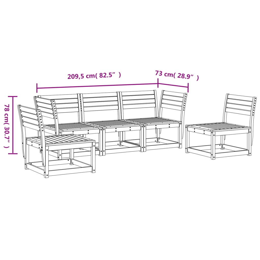 vidaXL Salon de jardin 5 pcs bois de pin imprégné