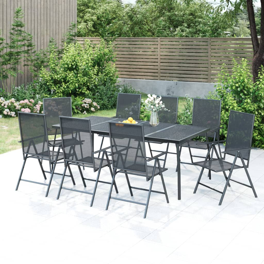 vidaXL Ensemble à manger de jardin 9 pcs anthracite acier