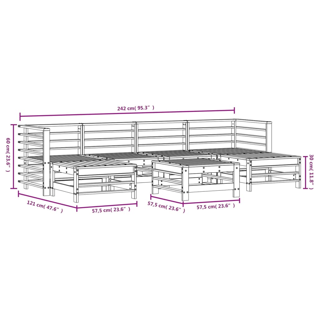 vidaXL Salon de jardin 7 pcs bois de pin imprégné