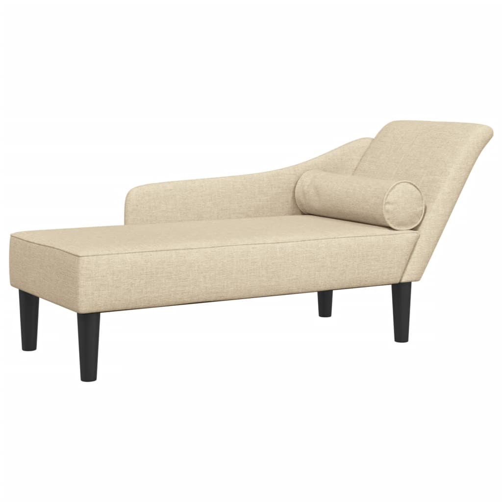 vidaXL Chaise longue avec coussins crème tissu