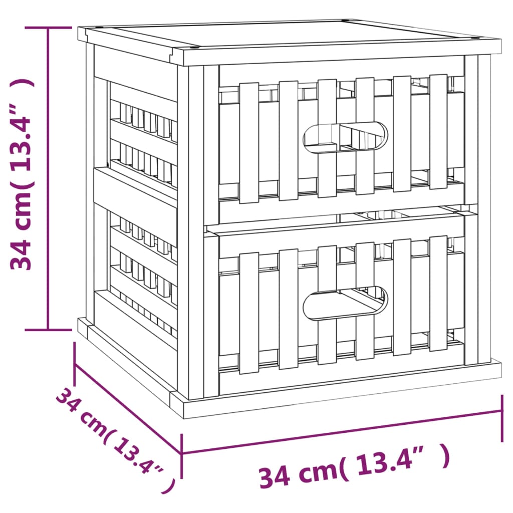 vidaXL Table de chevet 34x34x34 cm Bois massif de noyer