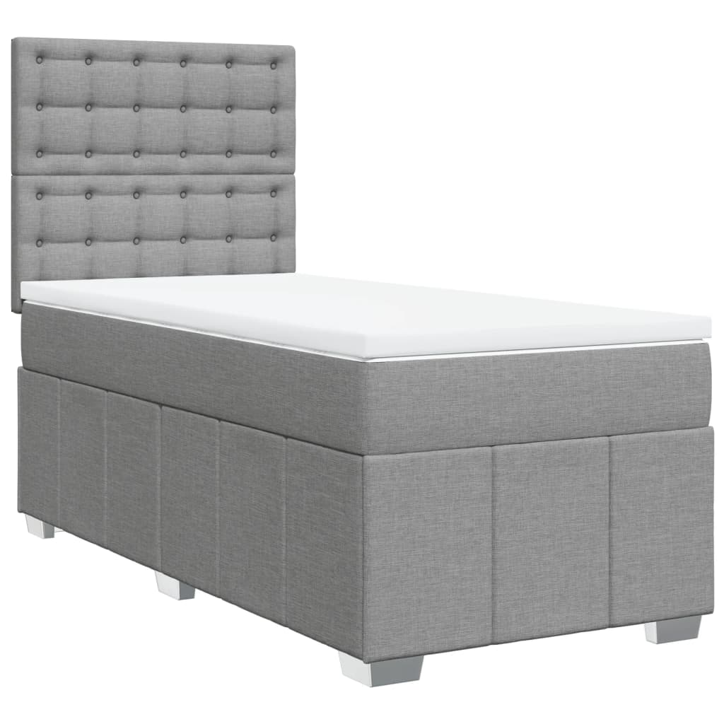 vidaXL Sommier à lattes de lit avec matelas Gris clair 90x200 cm Tissu