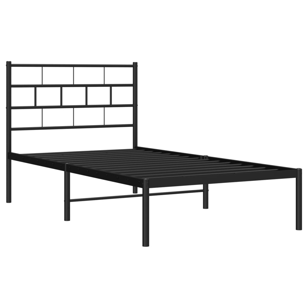 vidaXL Cadre de lit métal sans matelas avec tête de lit noir 100x200cm