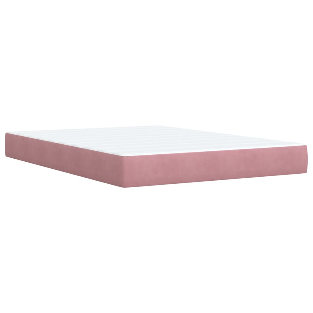 vidaXL Sommier à lattes de lit avec matelas Rose 140x200 cm Velours