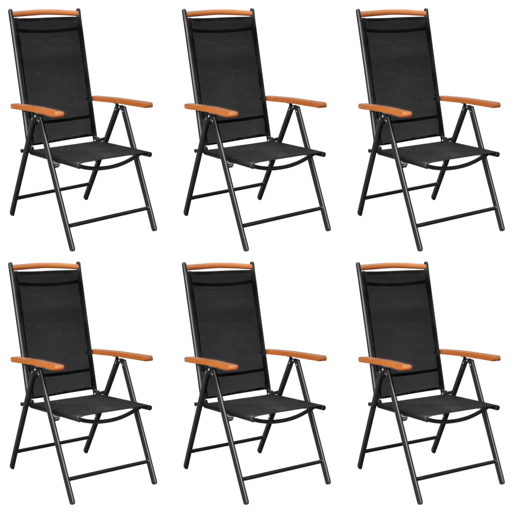 vidaXL Chaises de jardin pliables lot de 6 Textilène Noir