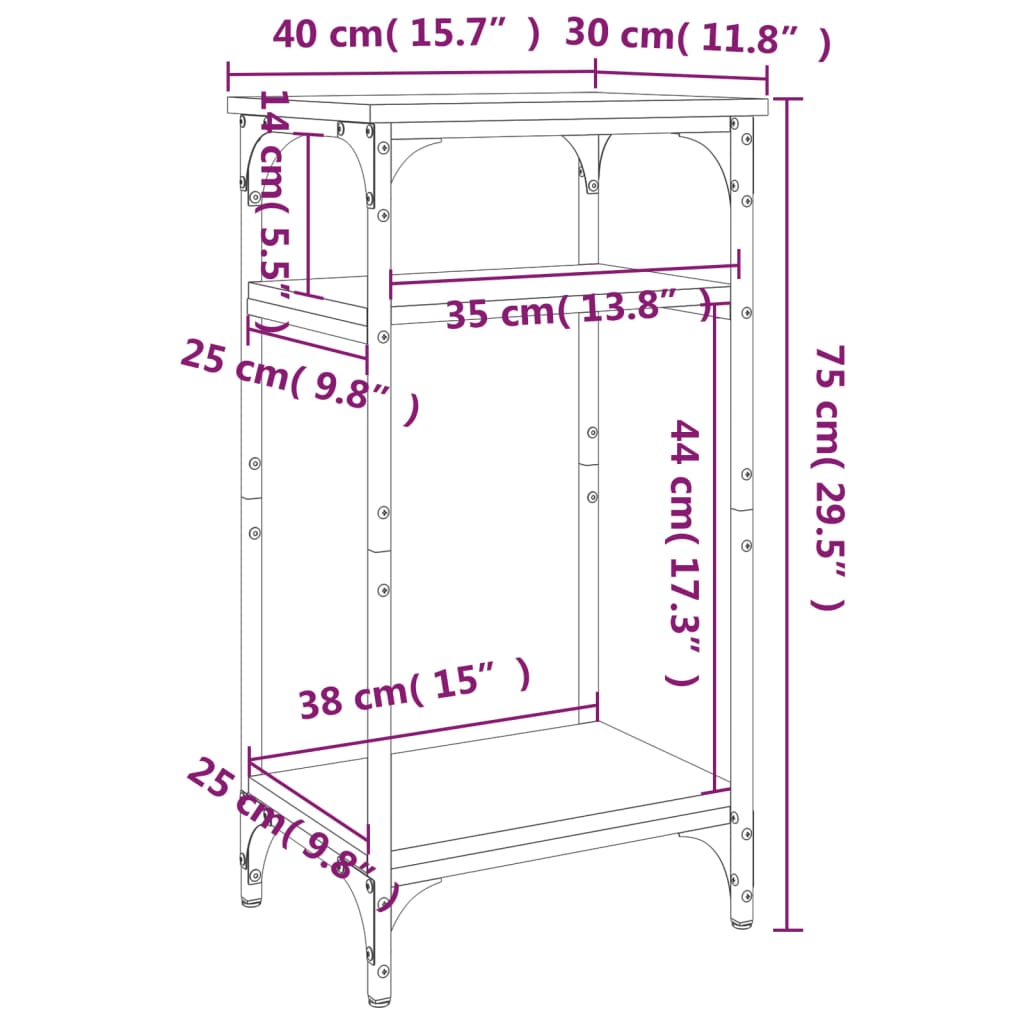 vidaXL Table d'appoint Chêne sonoma 40x30x75 cm Bois d'ingénierie