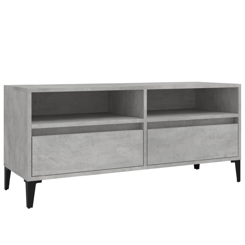 vidaXL Meuble TV gris béton 100x34,5x44,5 cm bois d'ingénierie