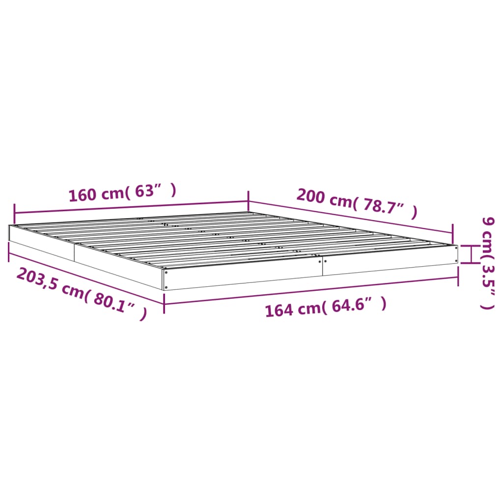 vidaXL Cadre de lit 160x200 cm bois de pin massif