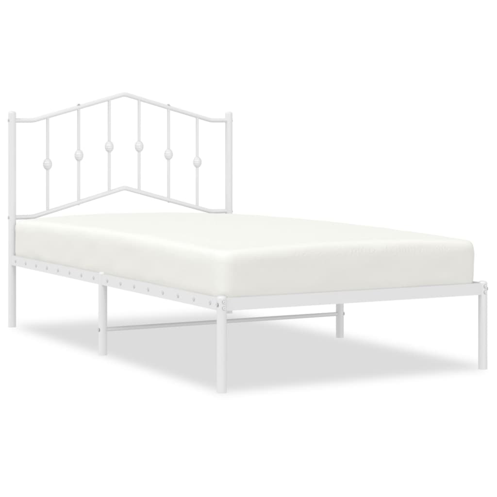 vidaXL Cadre de lit métal sans matelas et tête de lit blanc 100x190 cm