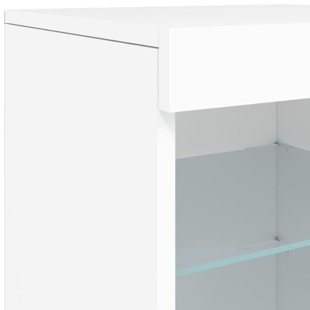 vidaXL Buffet avec lumières LED blanc 164x37x67 cm