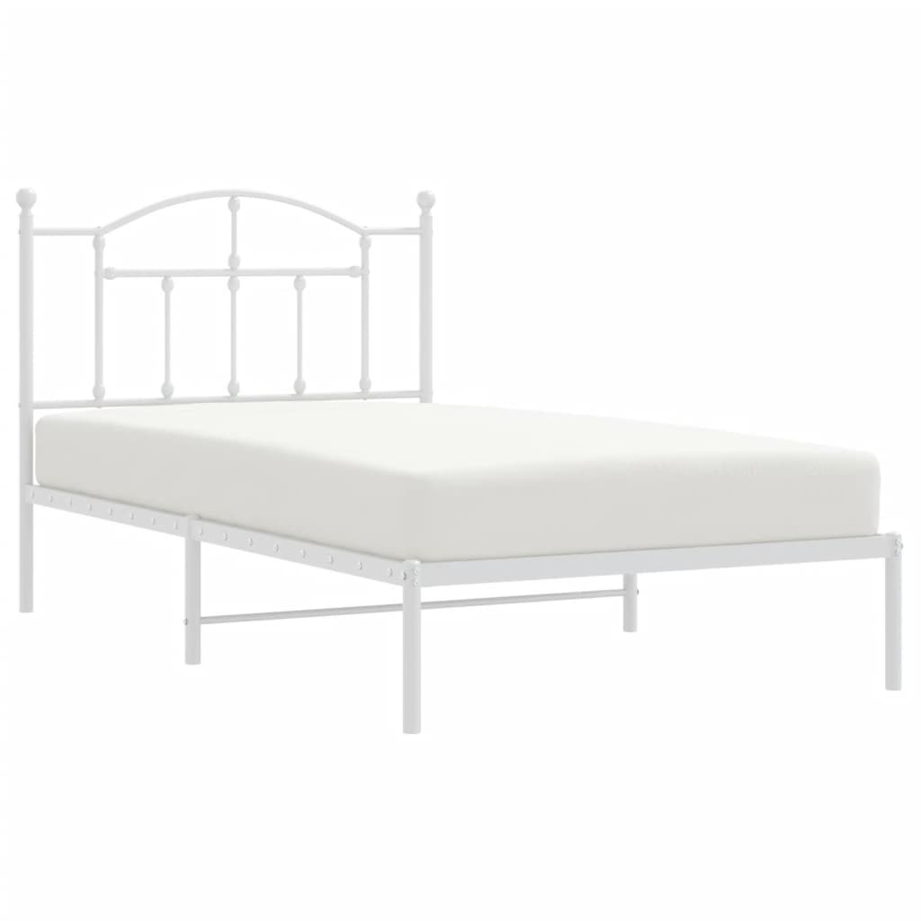 vidaXL Cadre de lit métal sans matelas et tête de lit blanc 100x190 cm