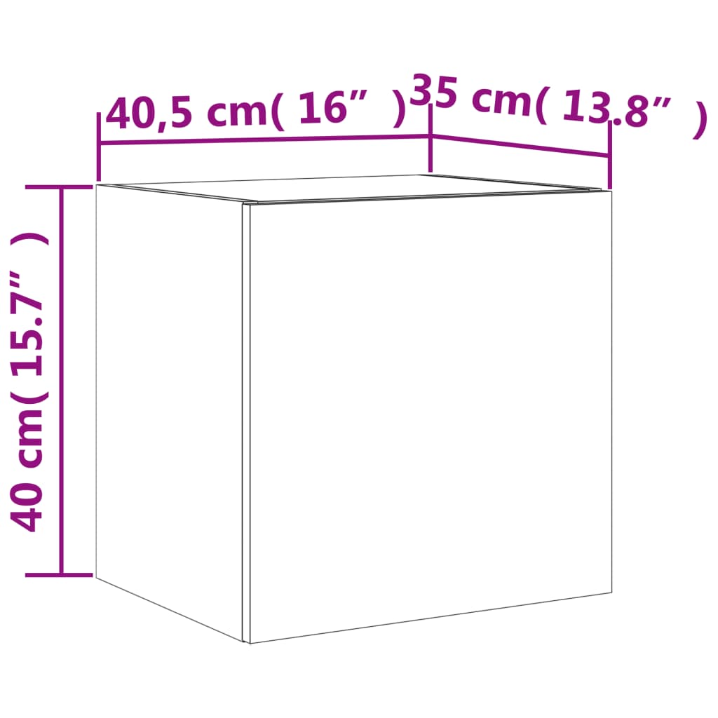 vidaXL Meubles TV muraux et lumières LED 2pcs chêne fumé 40,5x35x40 cm