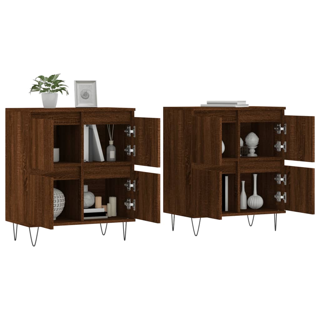 vidaXL Buffets 2 pcs chêne marron bois d'ingénierie