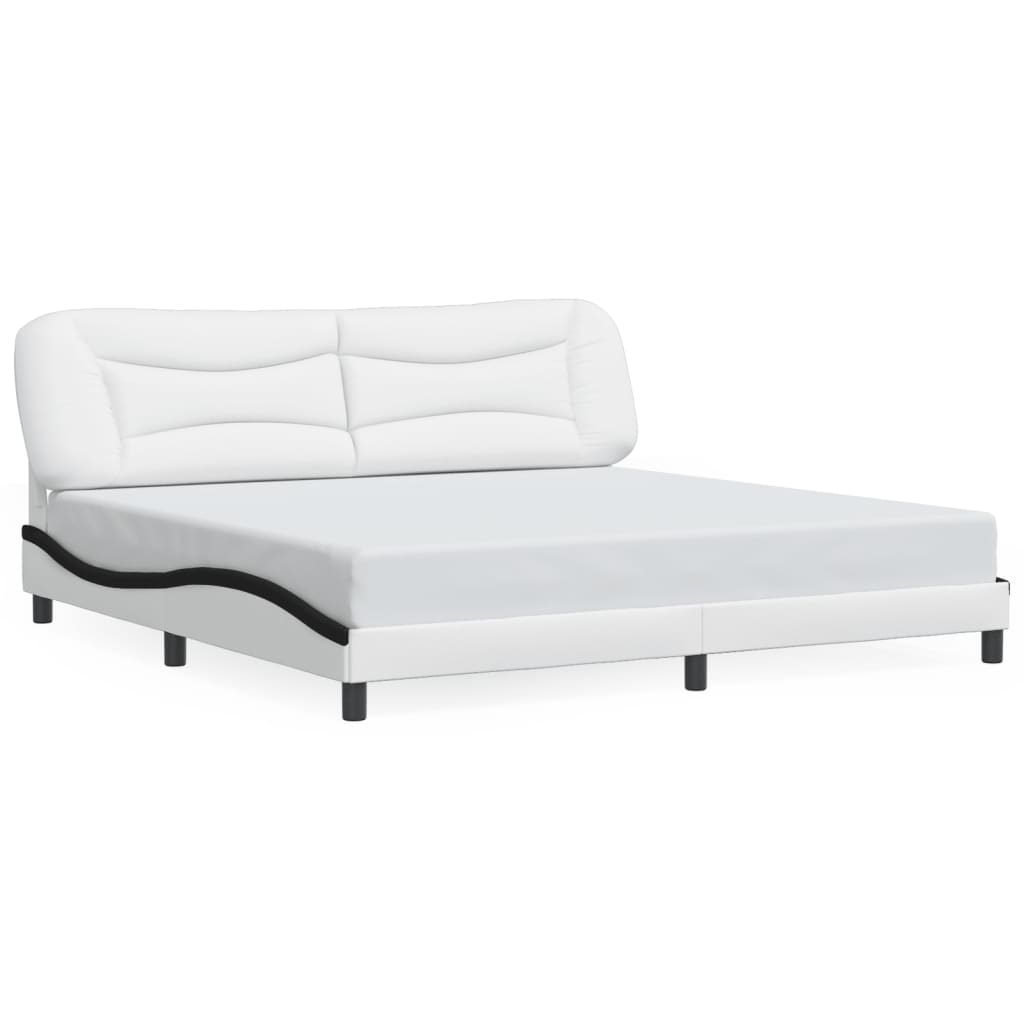 vidaXL Cadre de lit sans matelas blanc et noir 200x200 cm similicuir