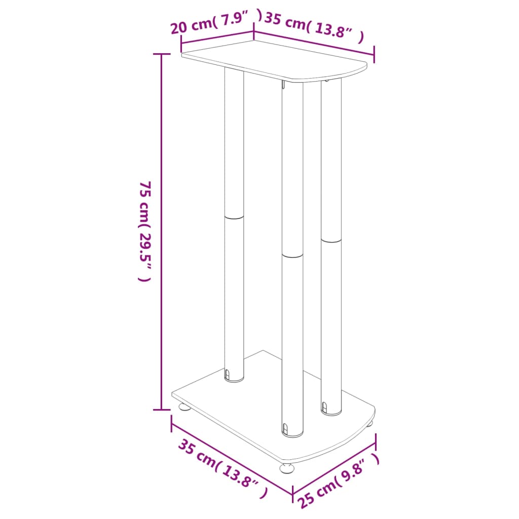 vidaXL Supports de haut-parleurs 2 pcs noir/argenté 3 piliers