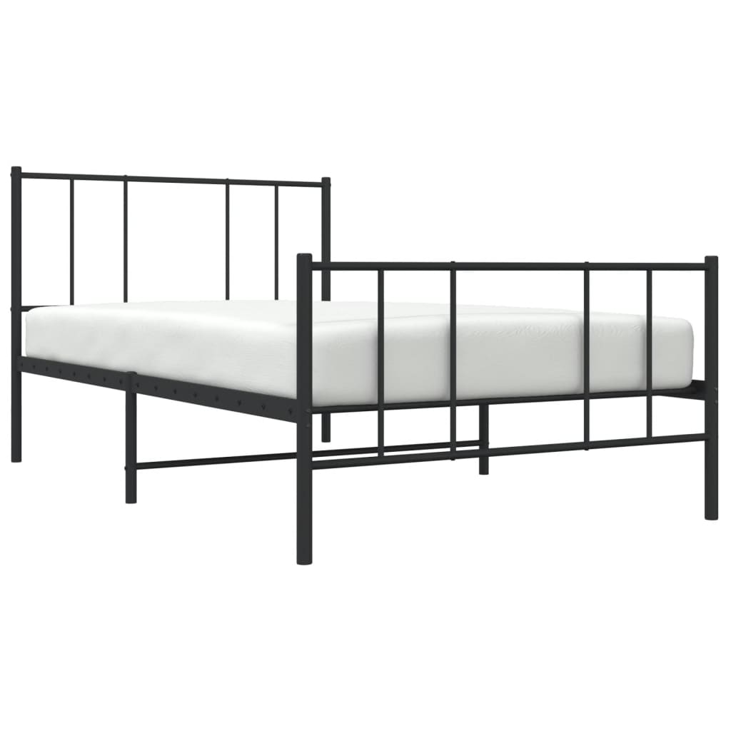 vidaXL Cadre de lit métal sans matelas avec pied de lit noir 100x190cm