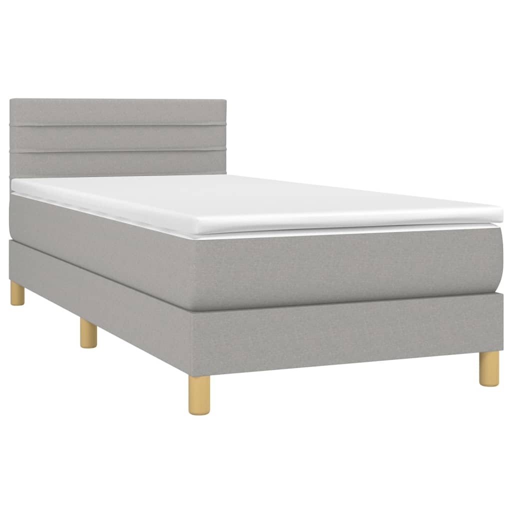 vidaXL Sommier à lattes de lit avec matelas Gris clair 90x200 cm Tissu