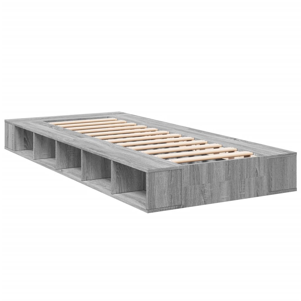 vidaXL Cadre de lit sans matelas sonoma gris 100x200 cm