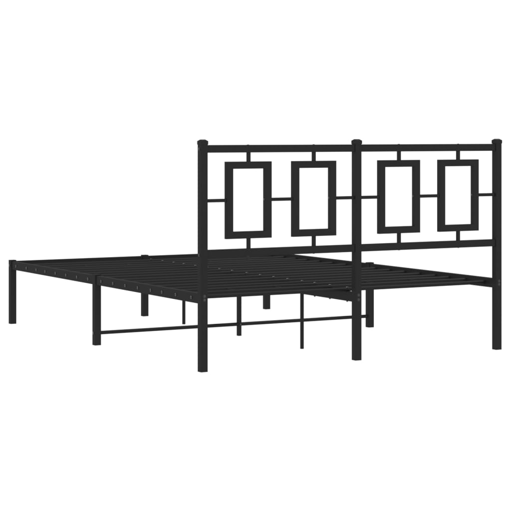 vidaXL Cadre de lit métal sans matelas avec tête de lit noir 135x190cm