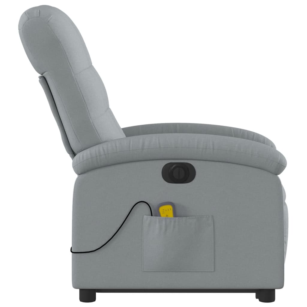 vidaXL Fauteuil inclinable de massage électrique Gris clair Tissu