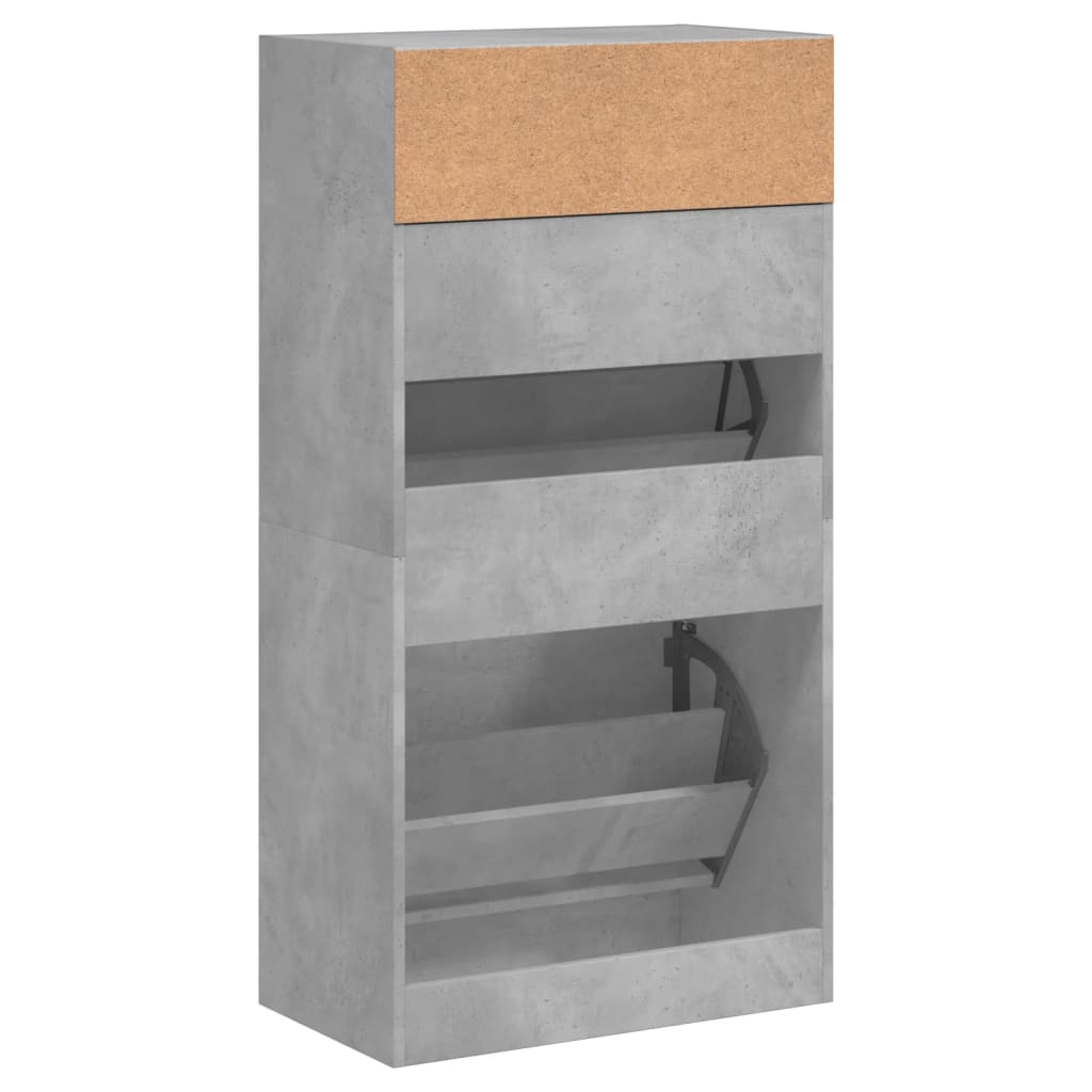 vidaXL Armoire à chaussures gris béton 60x34x116 cm bois d'ingénierie