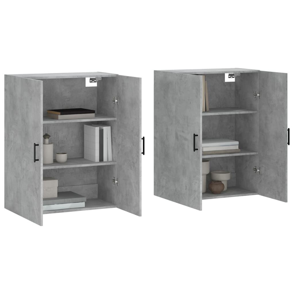 vidaXL Armoires murales 2 pcs gris béton 69,5x34x90 cm