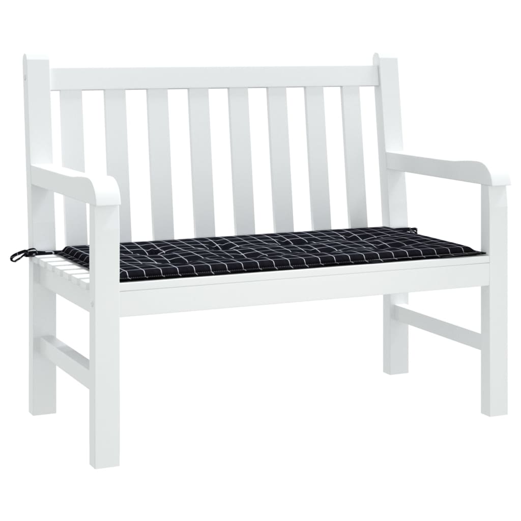 vidaXL Coussin de banc de jardin carreaux noir 120x50x3cm tissu oxford