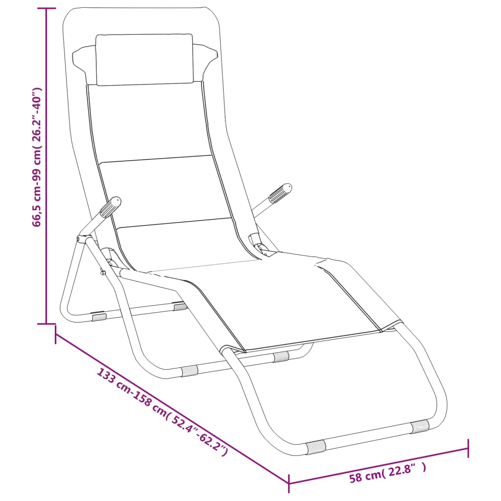 vidaXL Chaises longues pliables lot de 2 taupe textilène et acier