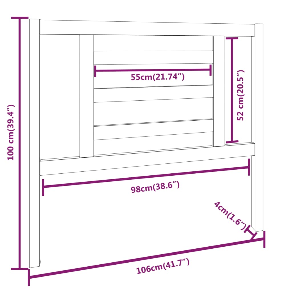 vidaXL Tête de lit 106x4x100 cm Bois massif de pin