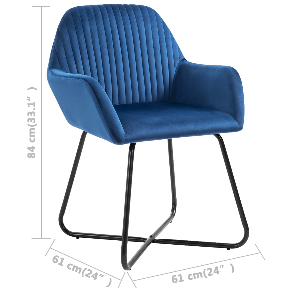 vidaXL Chaises à manger lot de 4 Bleu Velours