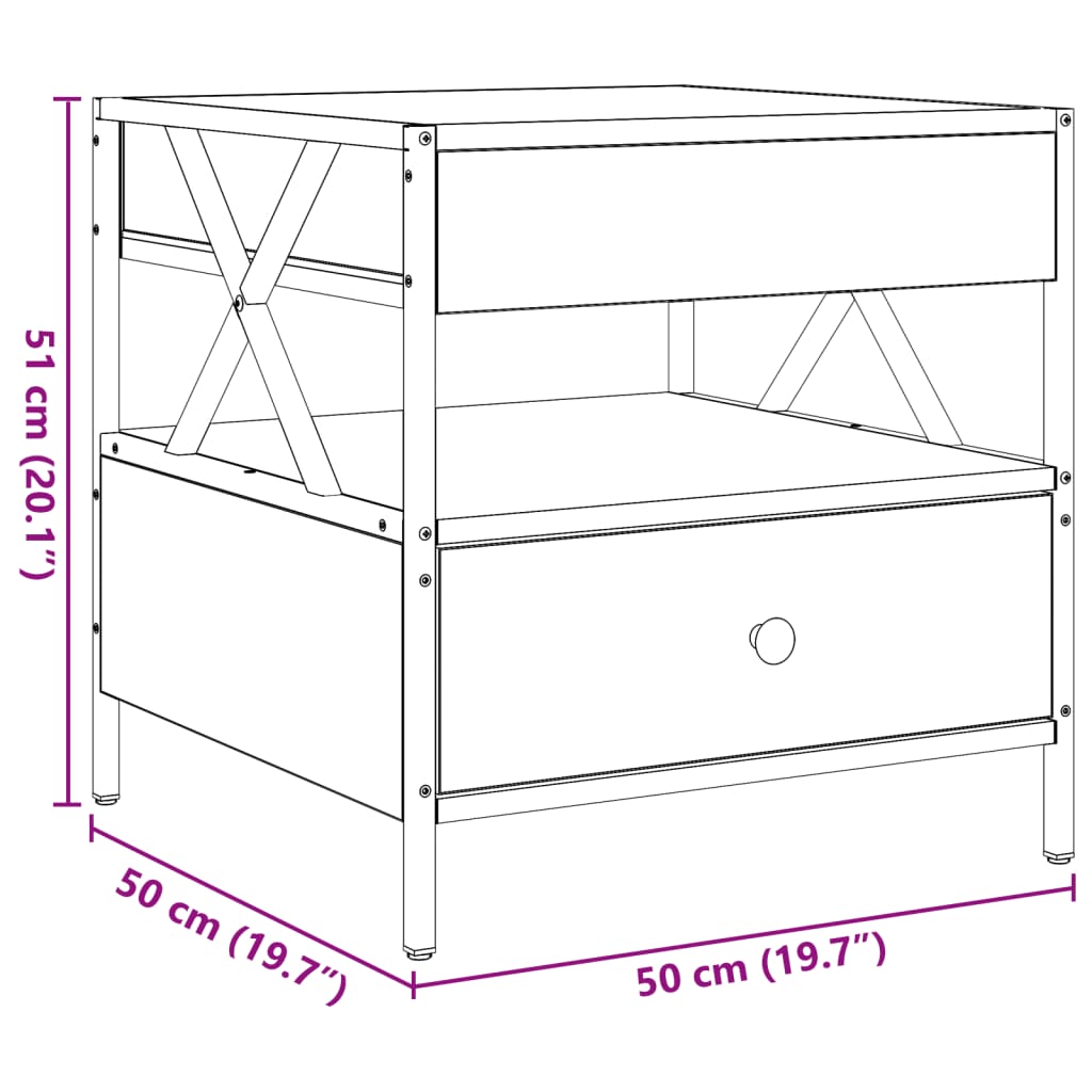 vidaXL Table basse avec LED Infinity sonoma gris 50x50x51 cm