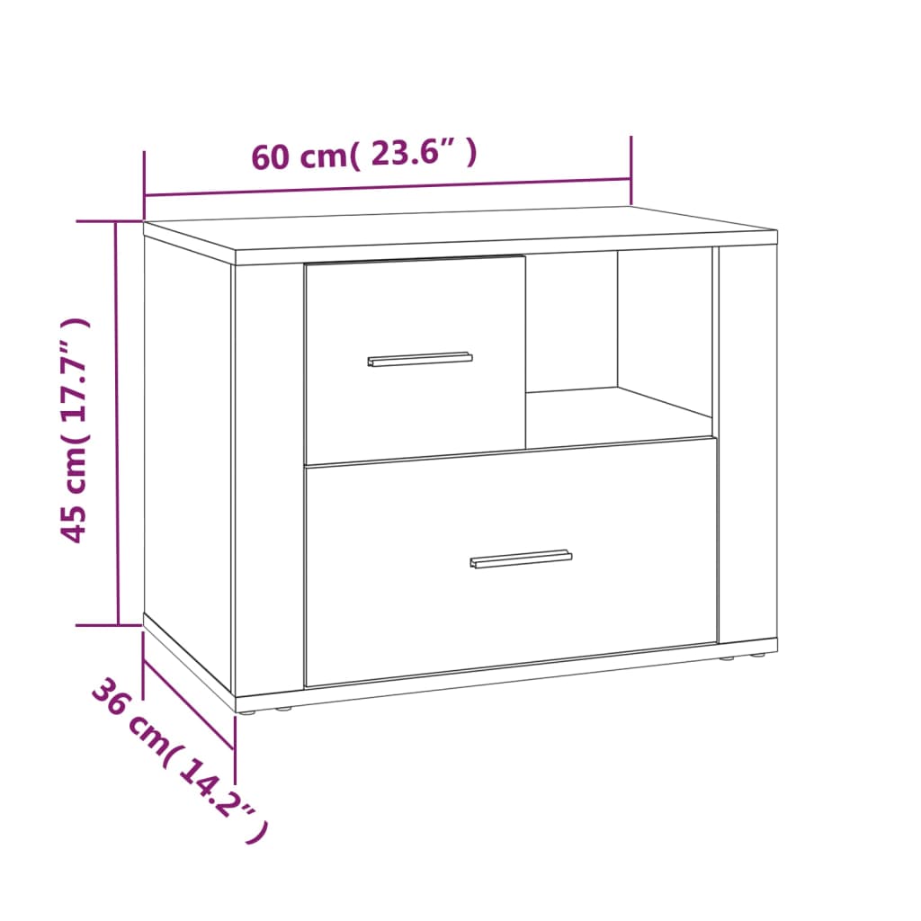 vidaXL Table de chevet Chêne fumé 60x36x45 cm Bois d'ingénierie