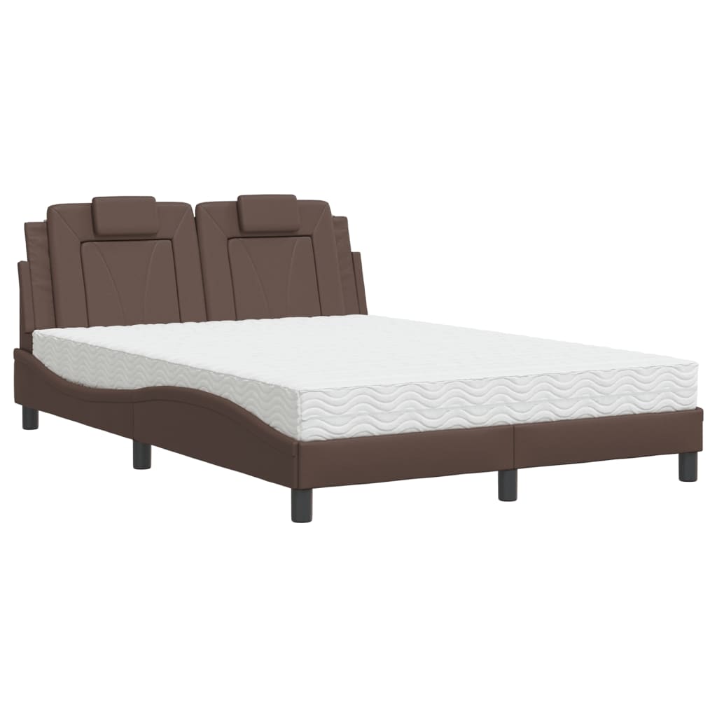 vidaXL Lit avec matelas marron 120x200 cm similicuir