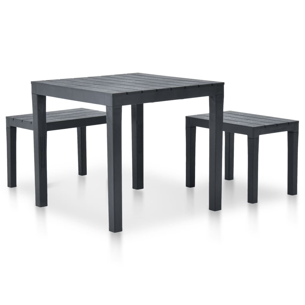 vidaXL Table de jardin avec 2 bancs Plastique Anthracite