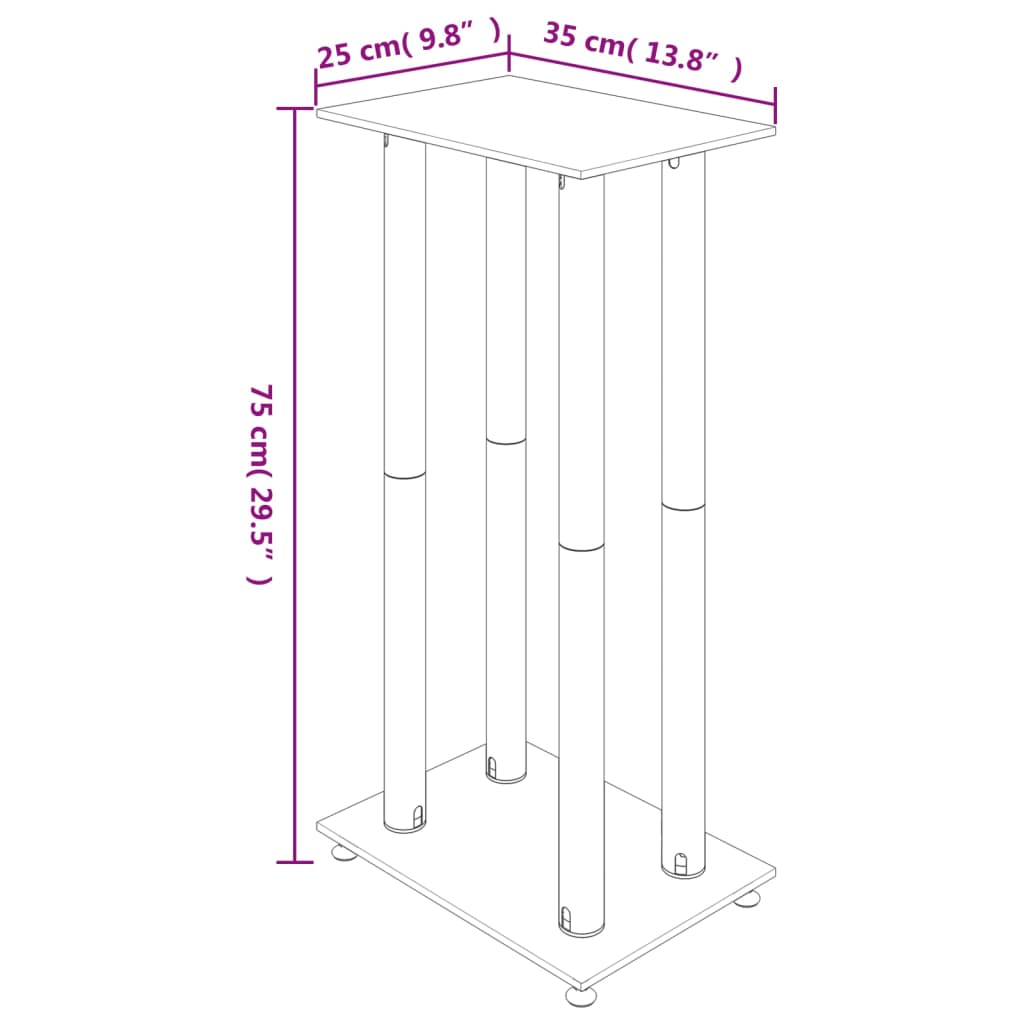 vidaXL Supports de haut-parleurs 2 pcs noir verre trempé 4 piliers