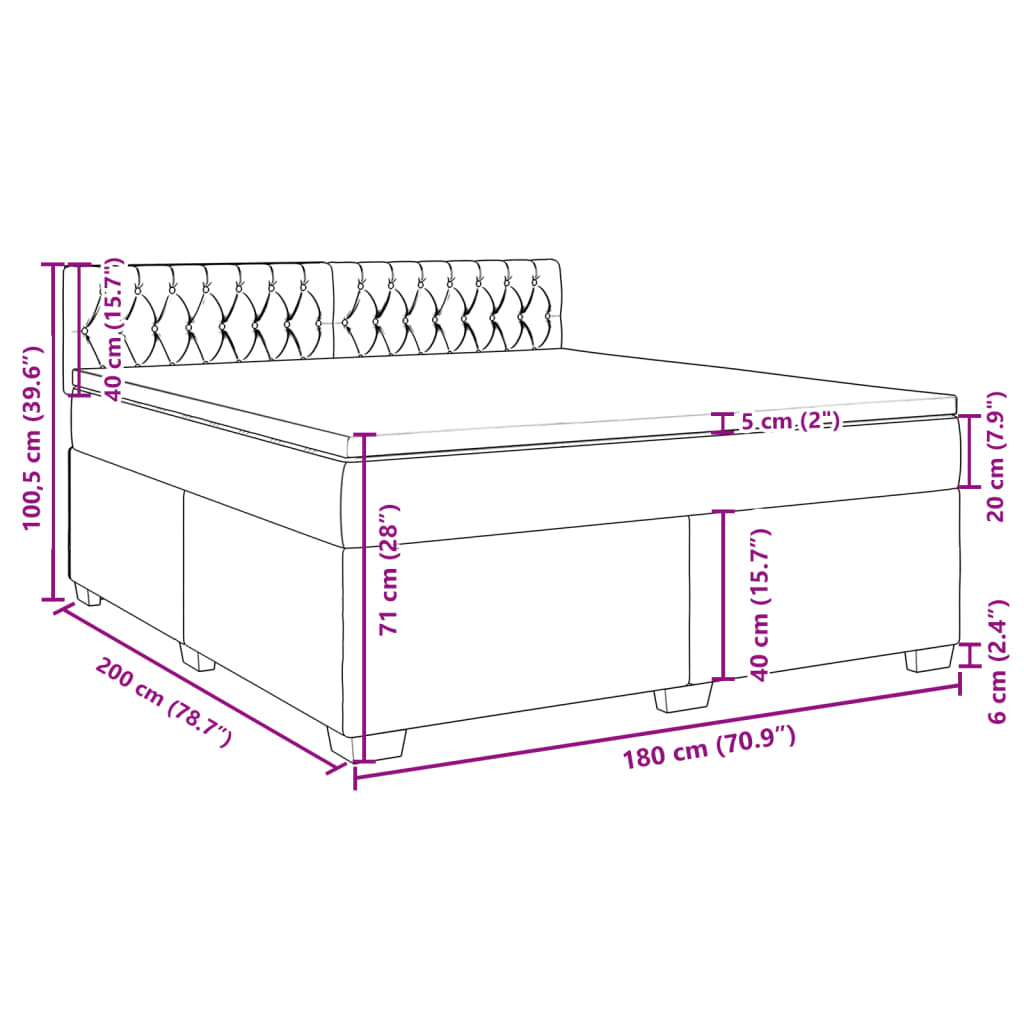 vidaXL Sommier à lattes de lit avec matelas Bleu 180x200 cm Tissu