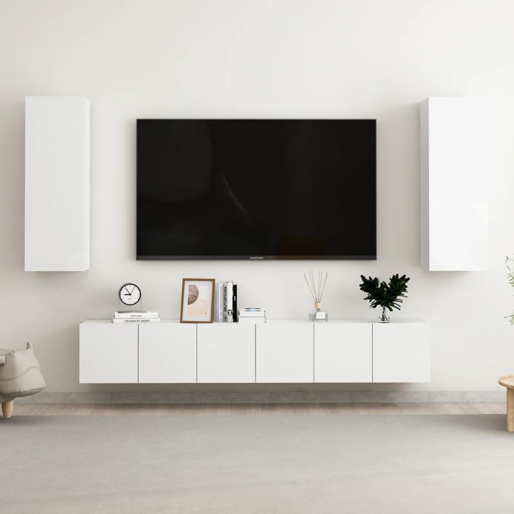 vidaXL Ensemble de meubles TV 5 pcs Blanc brillant Bois d'ingénierie