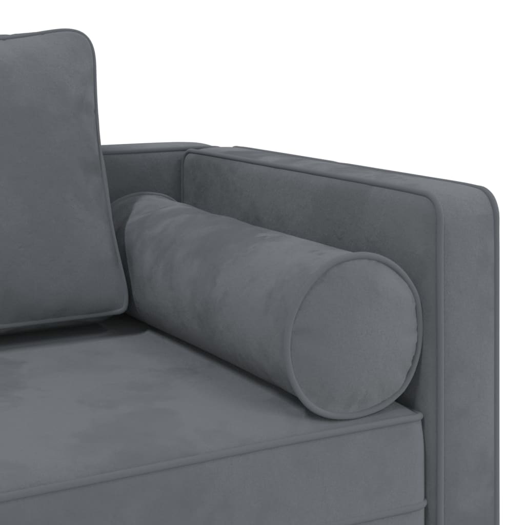 vidaXL Chaise longue avec coussins gris foncé velours