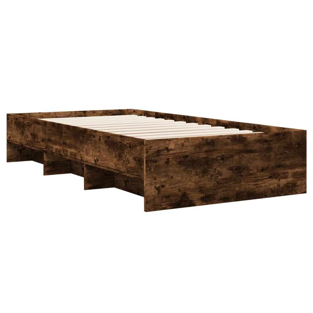 vidaXL Cadre de lit sans matelas chêne fumé 75x190cm bois d'ingénierie