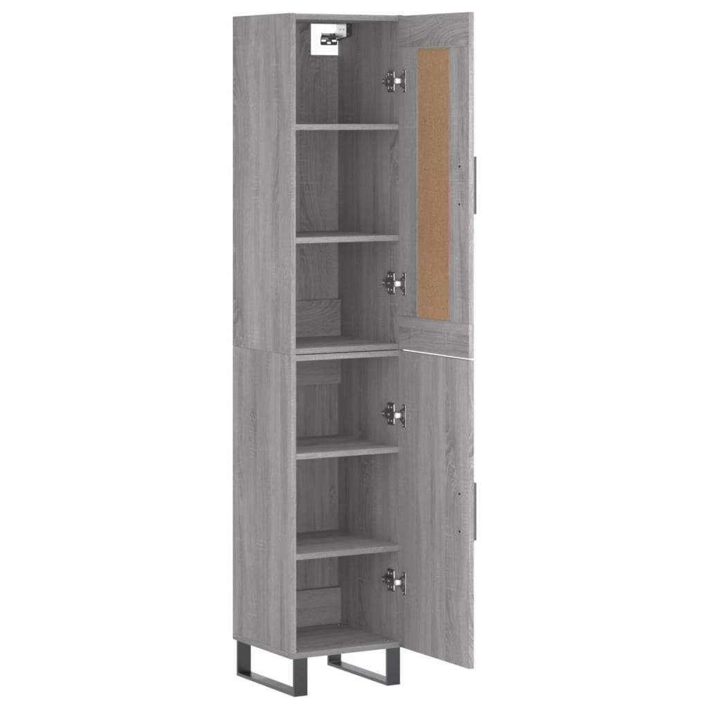 vidaXL Buffet haut Sonoma gris 34,5x34x180 cm Bois d'ingénierie