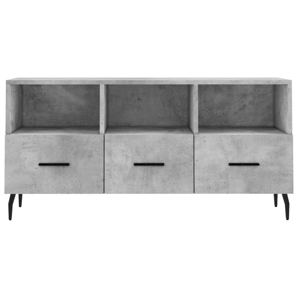 vidaXL Meuble TV gris béton 102x36x50 cm bois d'ingénierie