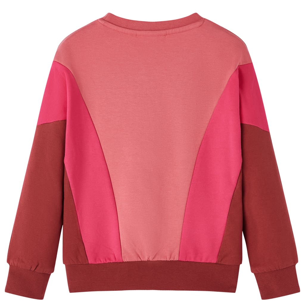 Sweat-shirt enfants bloc de couleurs rose et henné 140