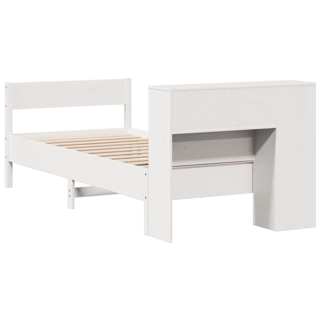 vidaXL Lit bibliothèque sans matelas blanc 100x200 cm bois pin massif