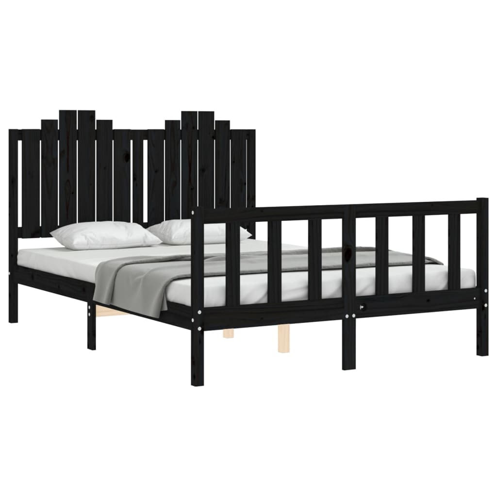 vidaXL Cadre de lit sans matelas noir 140x200 cm bois massif de pin