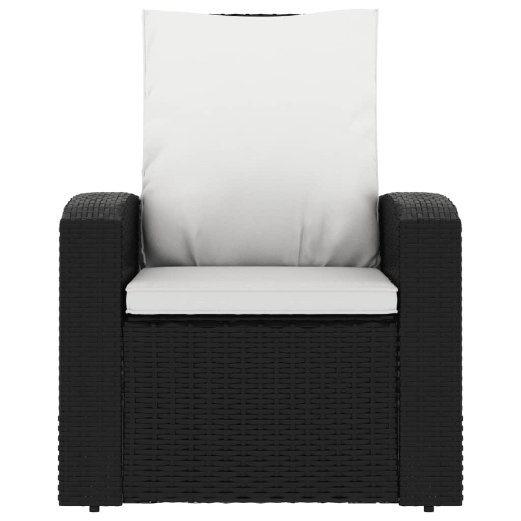 vidaXL Fauteuil inclinable de jardin avec coussins noir résine tressée