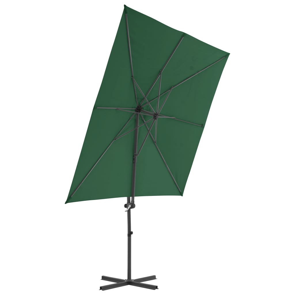 vidaXL Parasol de jardin en porte-à-faux avec mât en acier vert